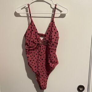 Shade & Shore Pink Polka Dot One Piece Swimsuit